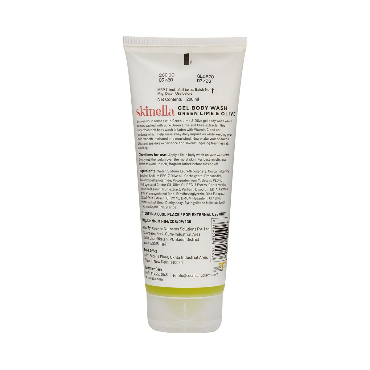 Skinella Gel Body Wash,Green Lime And Olive with Vitamins E & C | Grocsy