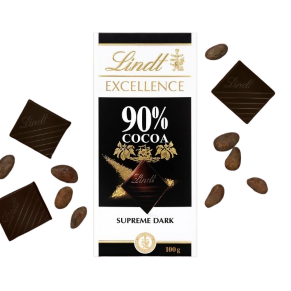 Lindt Excellence 90% Cocoa Dark Supreme Noir Chocolate Bar | Grocsy