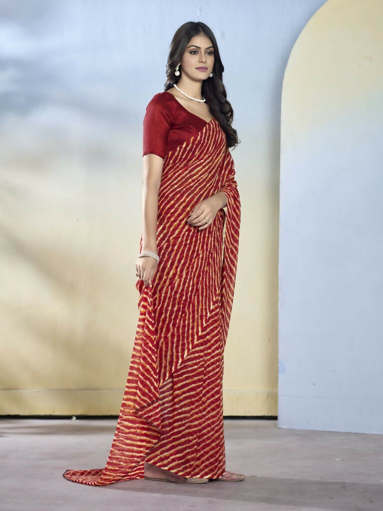 Maroon Georgette Designer Printed Ready to Wear Saree - Samyana | Grocsy