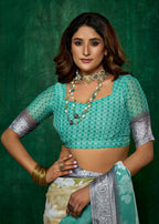 Joban Fashion Dola Silk With Zari Border Shaded Multi Color Work Saree | Grocsy