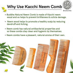 Buddha Natural Dual Tooth Kacchi Neem Wooden Comb | Grocsy