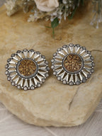 Joban Fashion Women Round Shape Dual Tone Brass Earrings | Grocsy