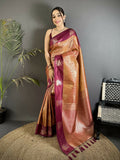 Joban Fashion Wine Intricate Zari Weaving Soft Silk Dharmavaram Saree | Grocsy