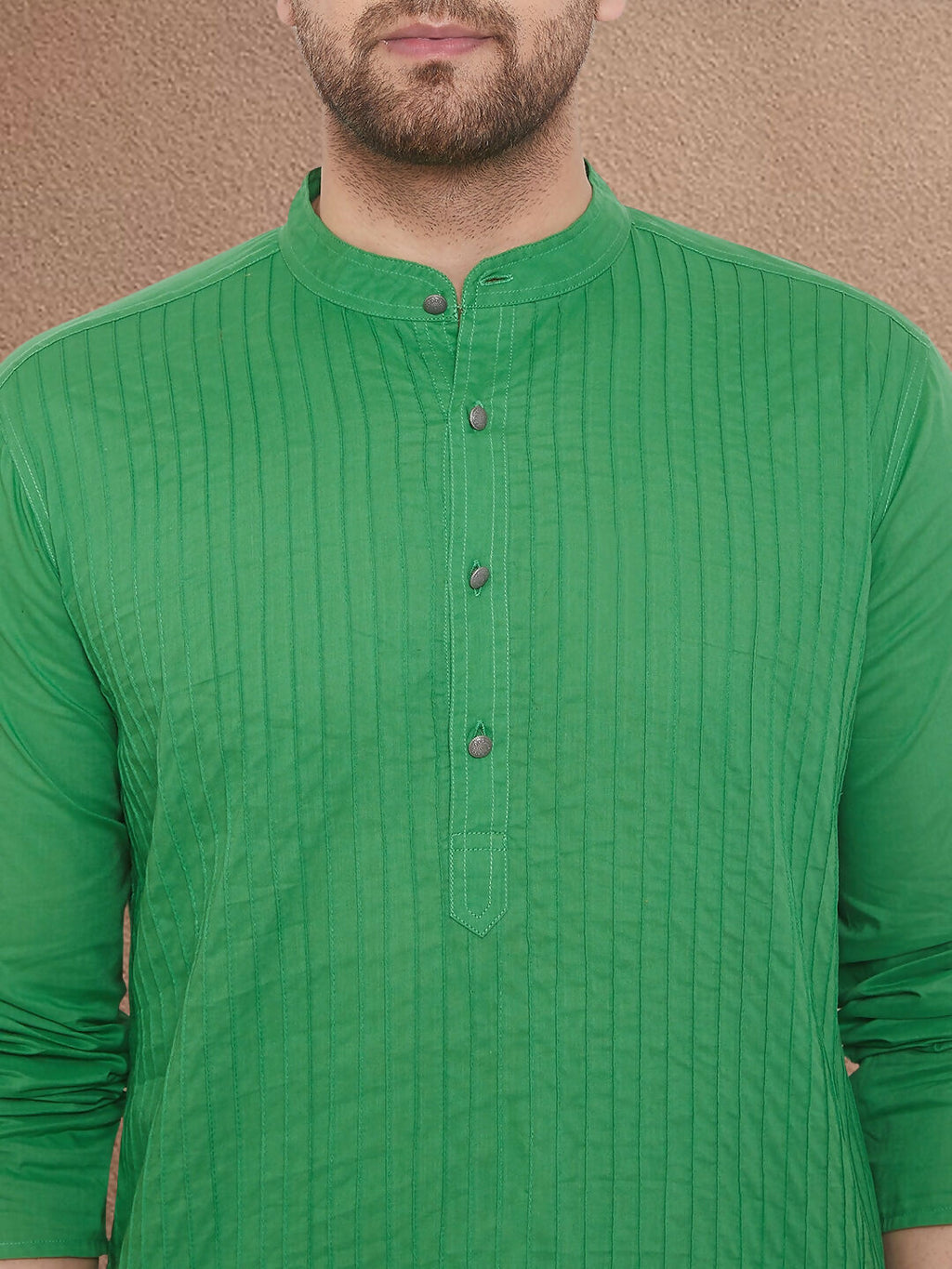Even Apparels Men's Pintuck Fancy Green Kurta | Grocsy