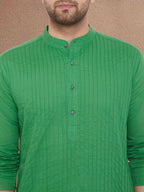 Even Apparels Men's Pintuck Fancy Green Kurta | Grocsy