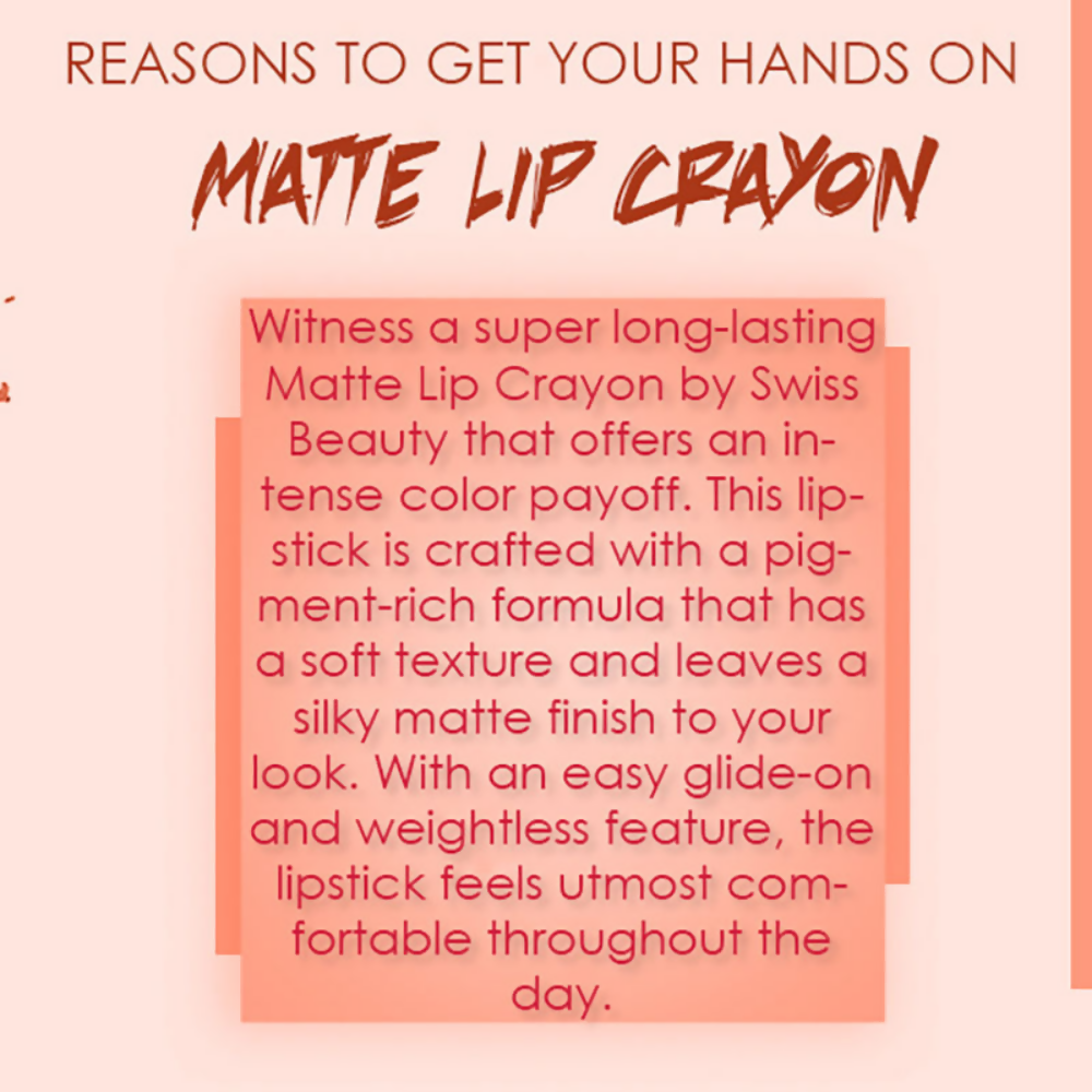 Ronzille Long Stay Matte Lip Crayon - Soft Peach | Grocsy