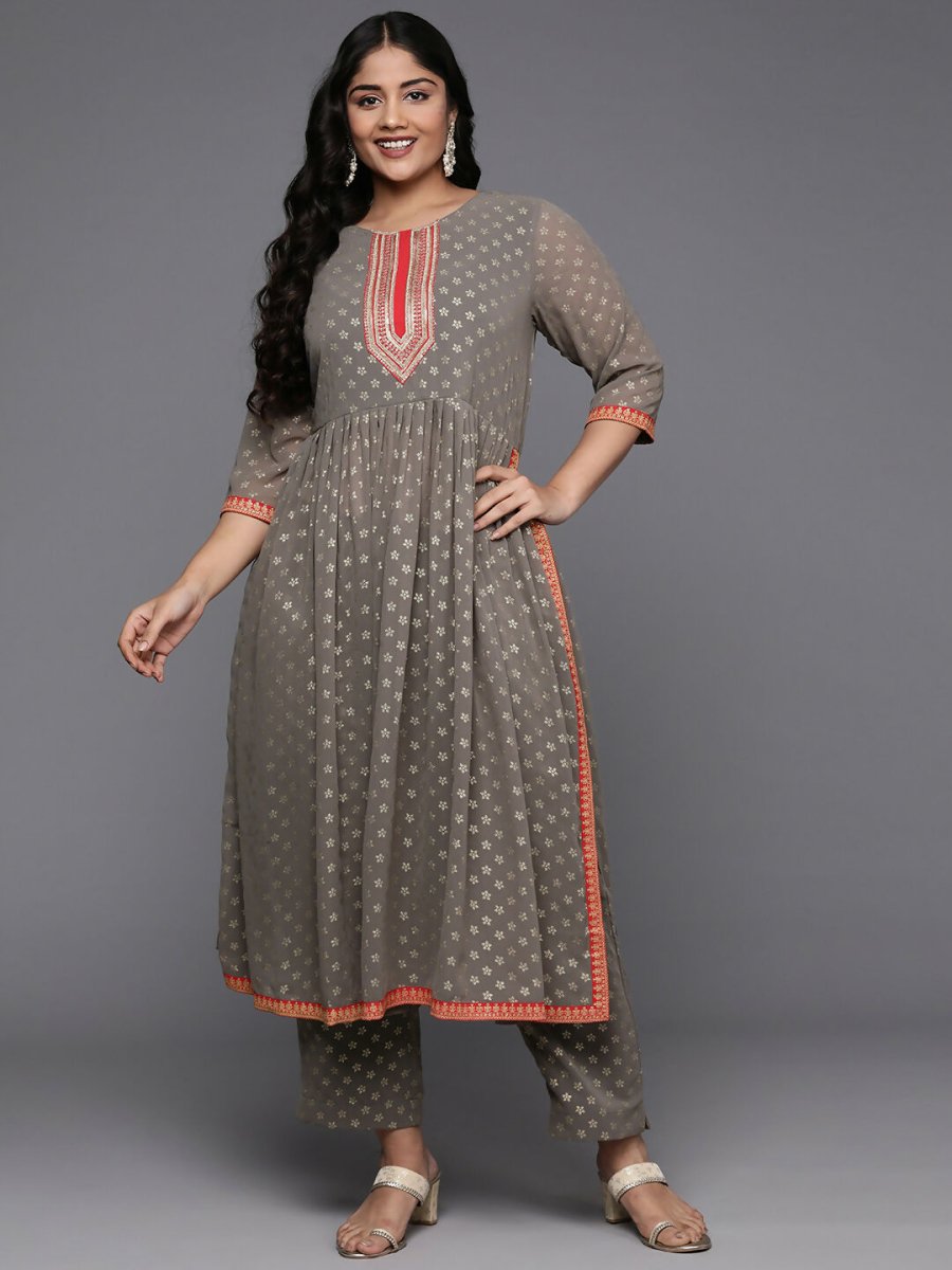 Ahalyaa Women's Traditional wear Kurta Set - Grey | Grocsy