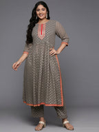 Ahalyaa Women's Traditional wear Kurta Set - Grey | Grocsy