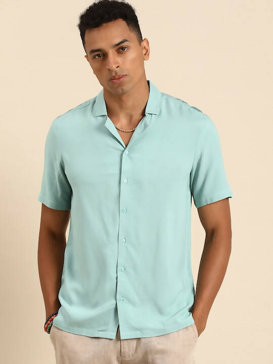 Blue Men Rayon Straight Opaque Casual Shirt - Mahotsav | Grocsy