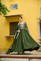 Joban Fashion Green Silk Sequence Embroidery Work Kurta Set | Grocsy