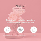 Natio Rosewater Hydration Moisture Balance Day Cream SPF 50+ | Grocsy