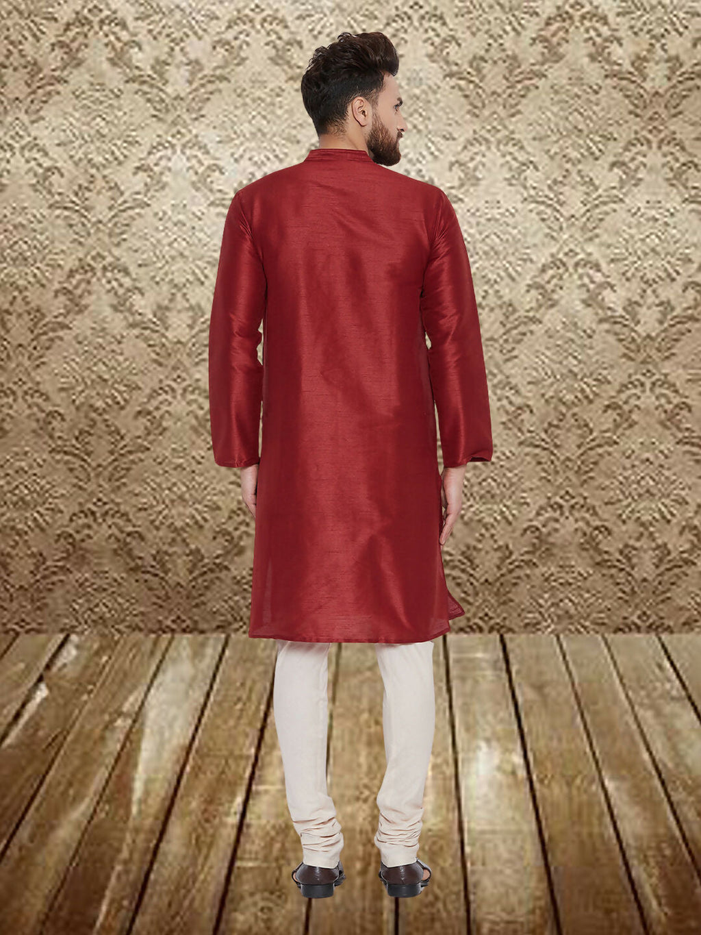 Even Apparels Men's Art Silk Maroon Kurta | Grocsy