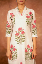 Joban Fashion Off White Red Hand Block Printed Cotton Suit Set | Grocsy