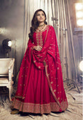 Vastranavya Nidhi Shah Rani Pink Art Silk Embroidered Anarkali Suit | Grocsy