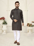 Anaita Black Jacquard Linen Cotton Straight Kurta | Grocsy