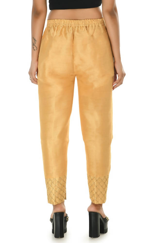 Mominos Fashion Moeza Silk Golden Color Pant | Grocsy