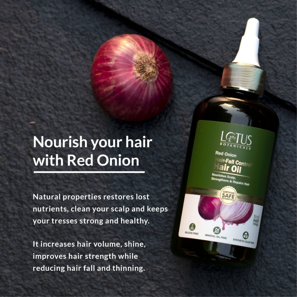 Lotus Botanicals Red Onion Hair Fall Control Hair Oil | Grocsy