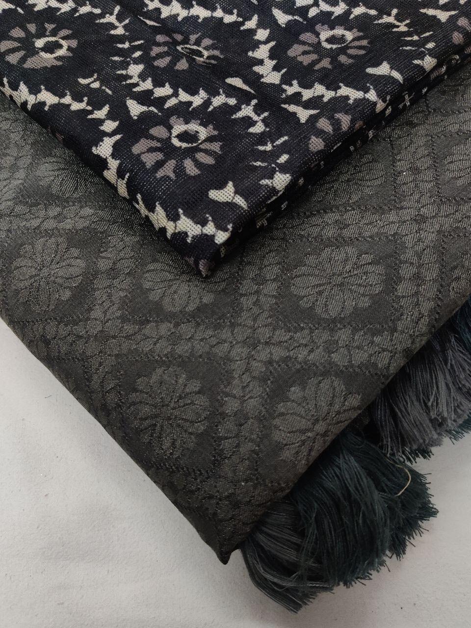 Grey Jute Silk Woven Design Saree with Unstitched Blouse - A2M | Grocsy