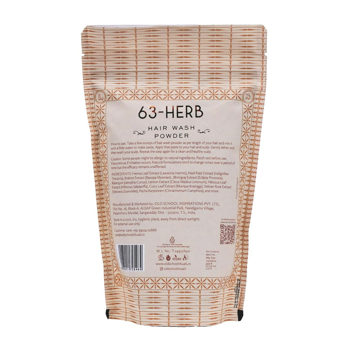 Old School Rituals 63-Herb Hair Wash Powder Natural Shampoo Powder with 35 Dry Herbs & 28 Fresh Herbs | Grocsy
