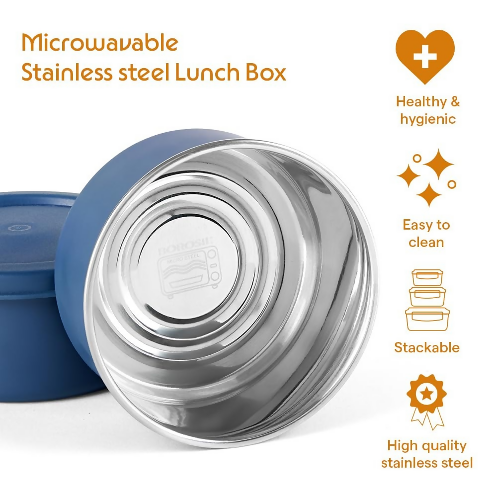 Borosil Carrymore Microwavable Stainless Steel Lunchbox with Bag | Grocsy