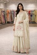 Teeya Creation Cream Chinnon Designer Embroidery Work Party Wear Salwar Suit | Grocsy