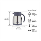 Dubblin Cafe Stainless Steel Double Wall Vacuum Insulated Thermos Flask | Grocsy