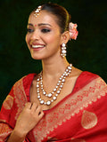 Ruby Raang 22k Gold Polished Red Meenakari Kundan Layered Necklace With Earrings & Maang Tikka | Grocsy