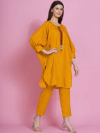 Women Republic Yellow Rayon Boxed Kurta With Pants | Grocsy
