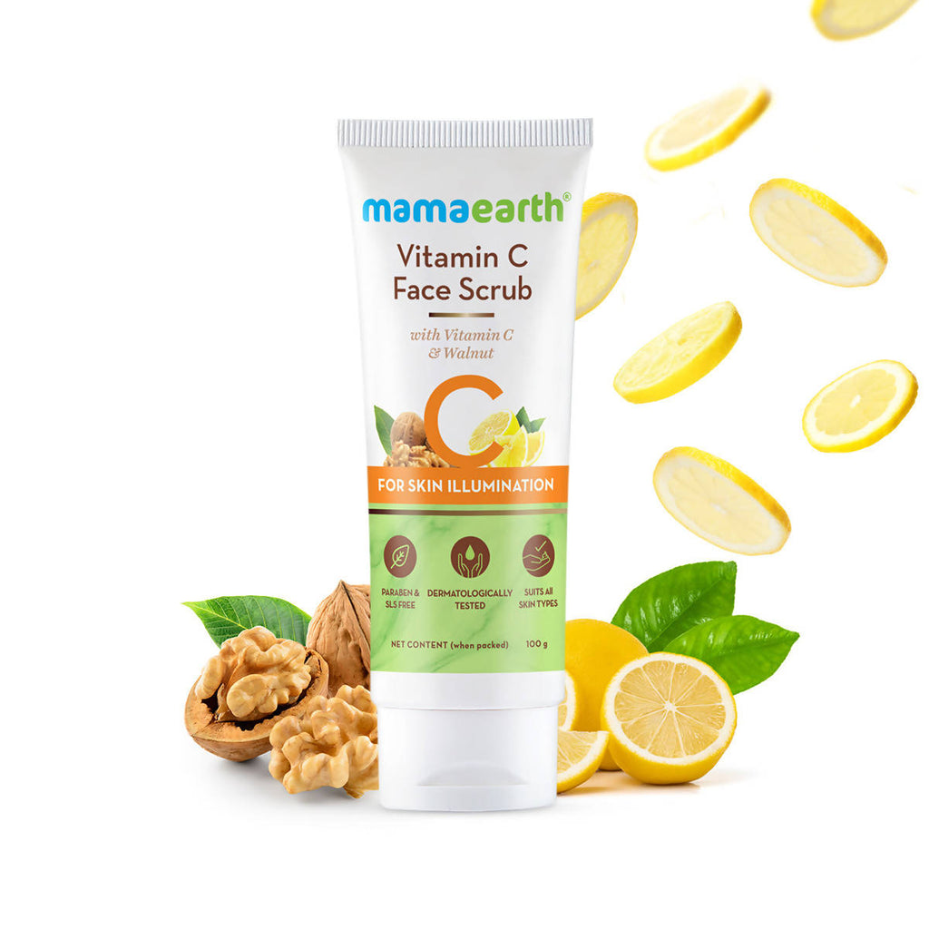 Mamaearth Vitamin C Face Scrub With Vitamin C and Walnut | Grocsy