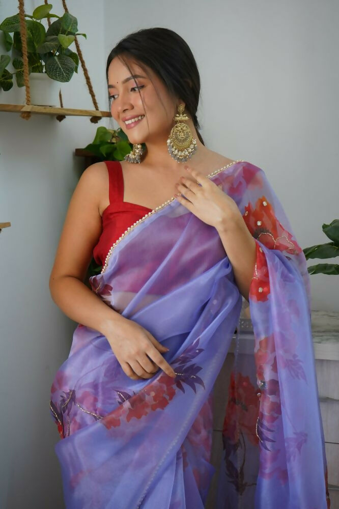 Vamsee Sabhysanchi Purple Organza Saree | Grocsy