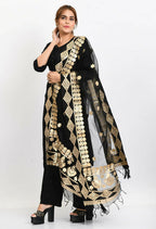 Mominos Fashion Moeza Women Organza Gotta Patti Bridal Dupatta Black Dupatta | Grocsy
