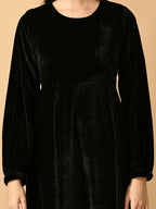 Myshka Women's Black Fit and Flare Party Dress | Grocsy