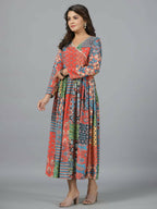 Juniper Women Red Muslin Printed Maxi Dress | Grocsy