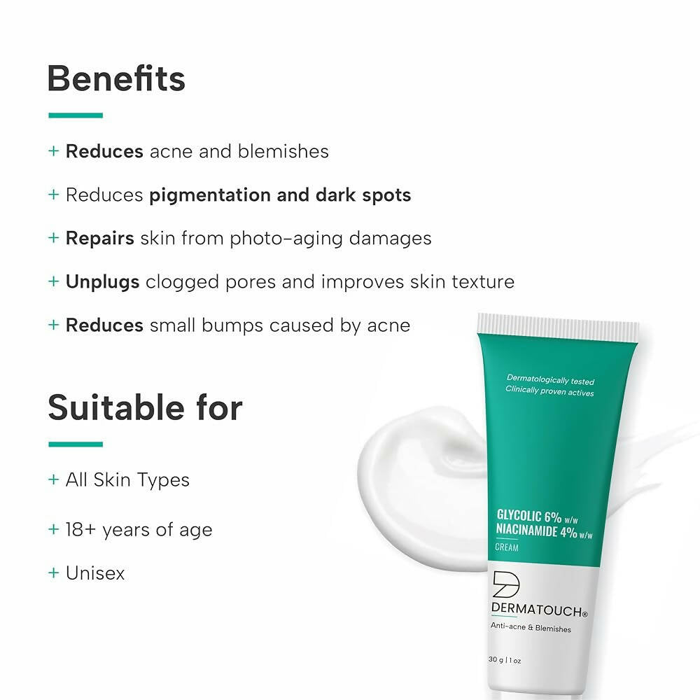 Dermatouch Glycolic 6% Niacinamide 4% Face Cream | Grocsy