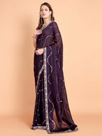 Vamsee Laxmibai Magenta Georgette Saree | Grocsy