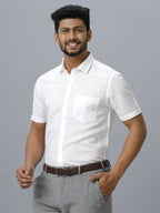 Ramraj Cotton Mens Half Sleeve Formal 100 % Cotton White Shirt | Grocsy