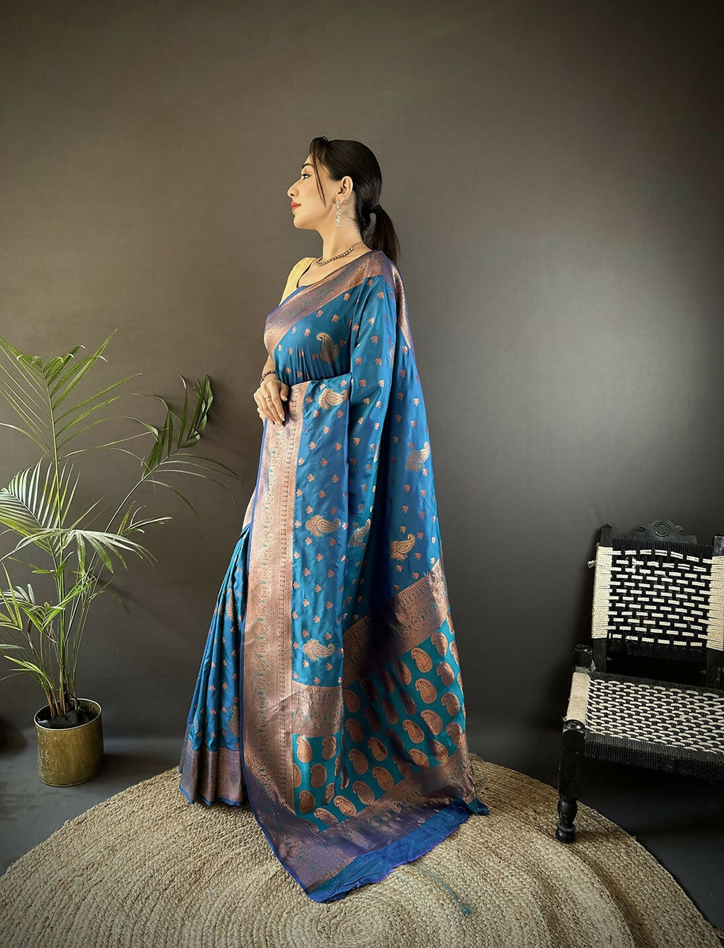 Joban Fashion Banarasi Royal Blue Woven Woven Soft Silk Saree | Grocsy