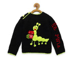 Chutput Kids Black Coloured Solid Pullover with Caterpiller Applique Detail | Grocsy