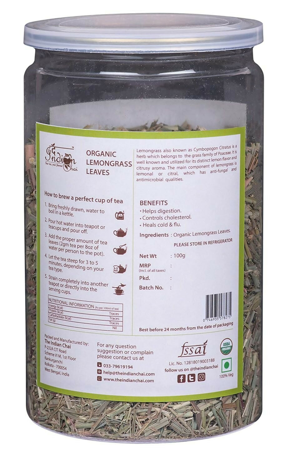 The Indian Chai – Organic Lemongrass Tea | Grocsy