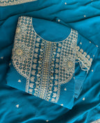 KC New Georgette Short Salwar Kameez Pakistani Style Aqua Blue | Grocsy