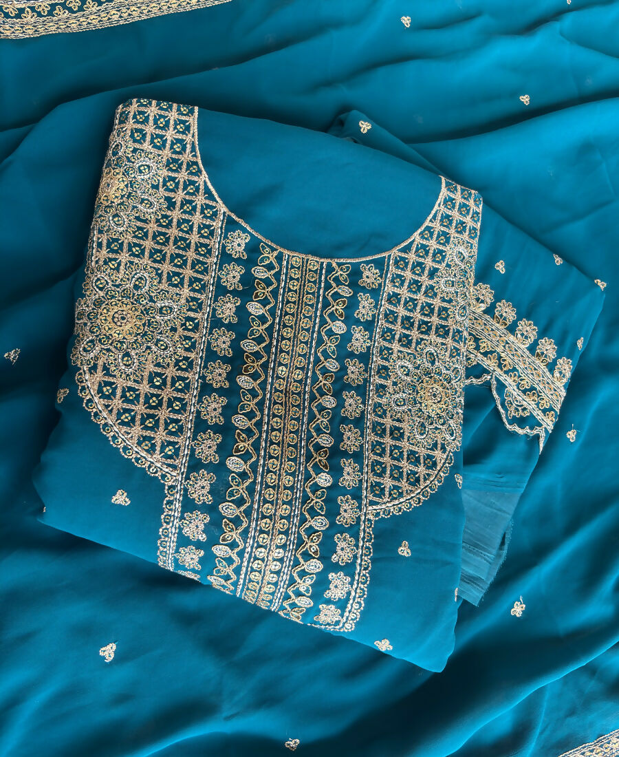 KC New Georgette Short Salwar Kameez Pakistani Style Aqua Blue | Grocsy
