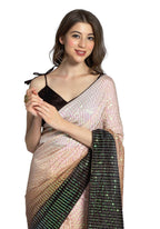 Vegaa Fashion Cream Vichitra Silk Embroidered Party Wear Saree | Grocsy