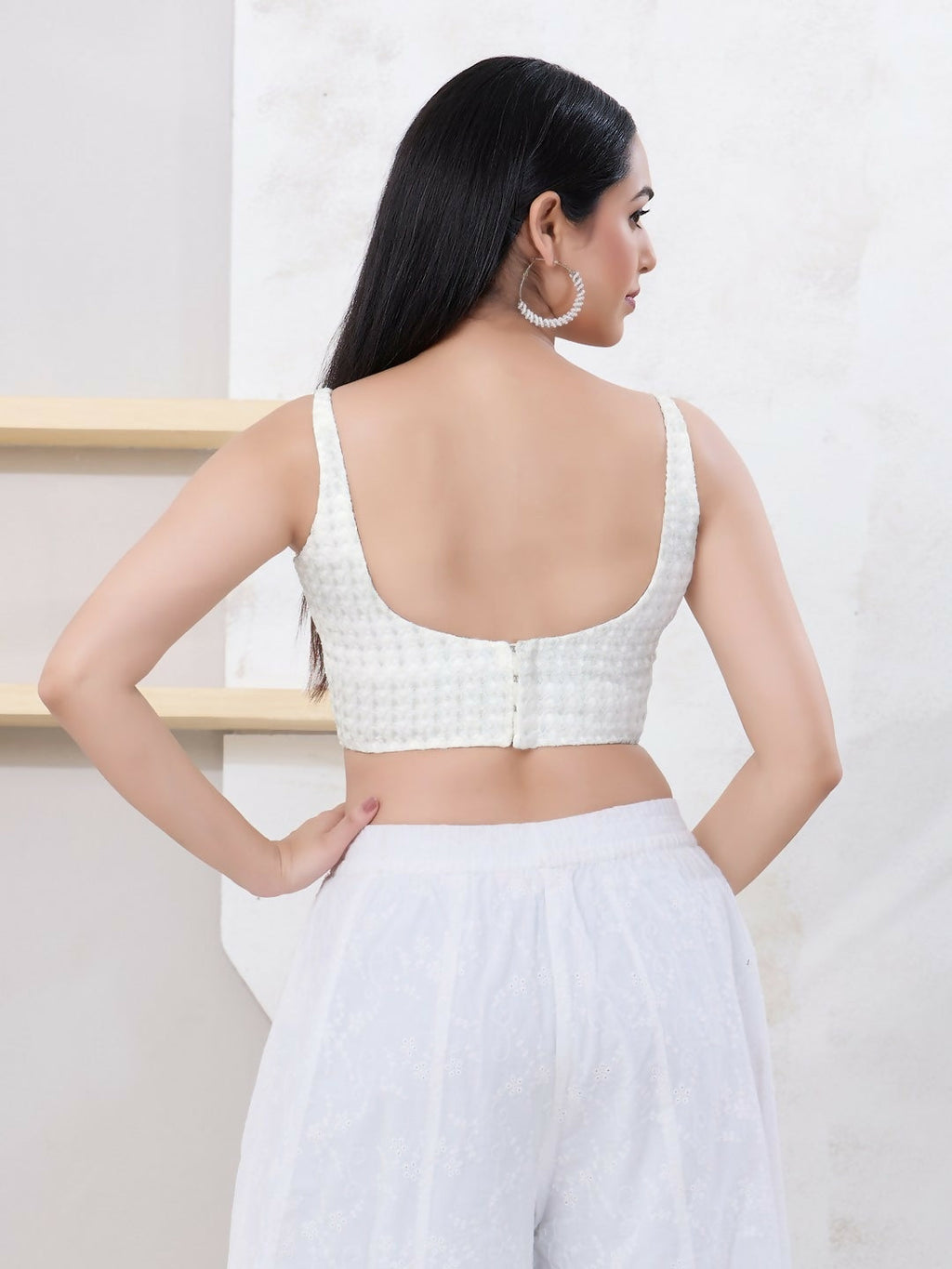 Joban Fashion Silver Shift Sleeveless Back Open Blouse | Grocsy