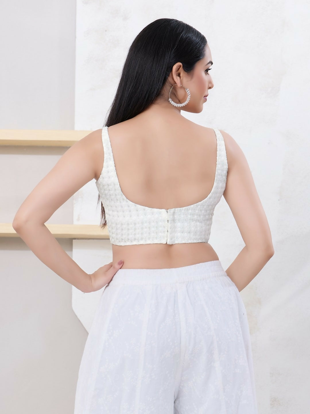 Joban Fashion Silver Shift Sleeveless Back Open Blouse | Grocsy