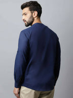 Even Apparels Navy blue Color Viscose Pure Cotton Men's Kurta With Side Placket (SLD1190) | Grocsy