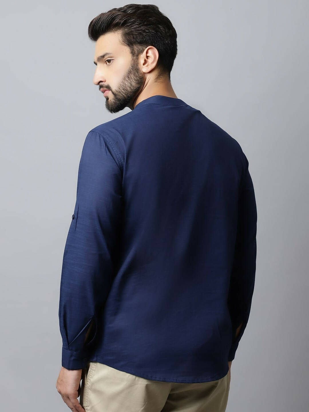 Even Apparels Navy blue Color Viscose Pure Cotton Men's Kurta With Side Placket (SLD1190) | Grocsy