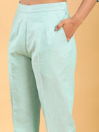 BohoJazz Mint Green Longline Shirt with Formal Pants Co-ord Set | Grocsy