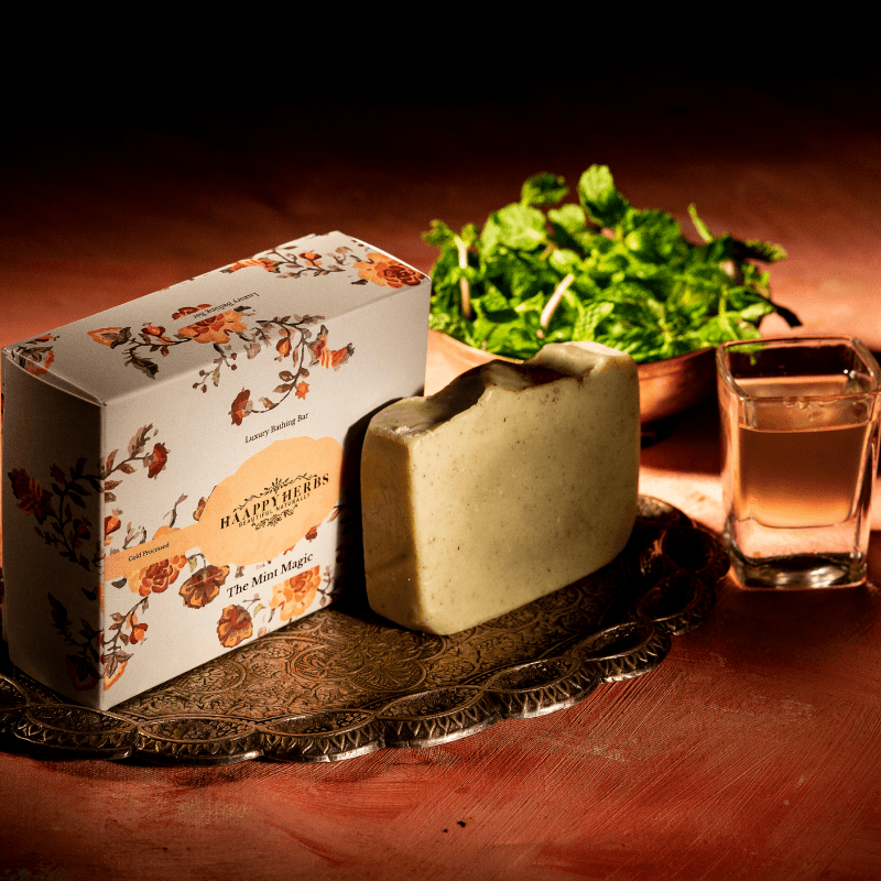 Haappyherbs The Mint Magic Luxury Bathing Soap Bar | Grocsy