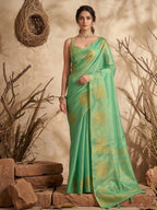 Anaita Mint Tissue Silk Woven Saree With Blouse | Grocsy