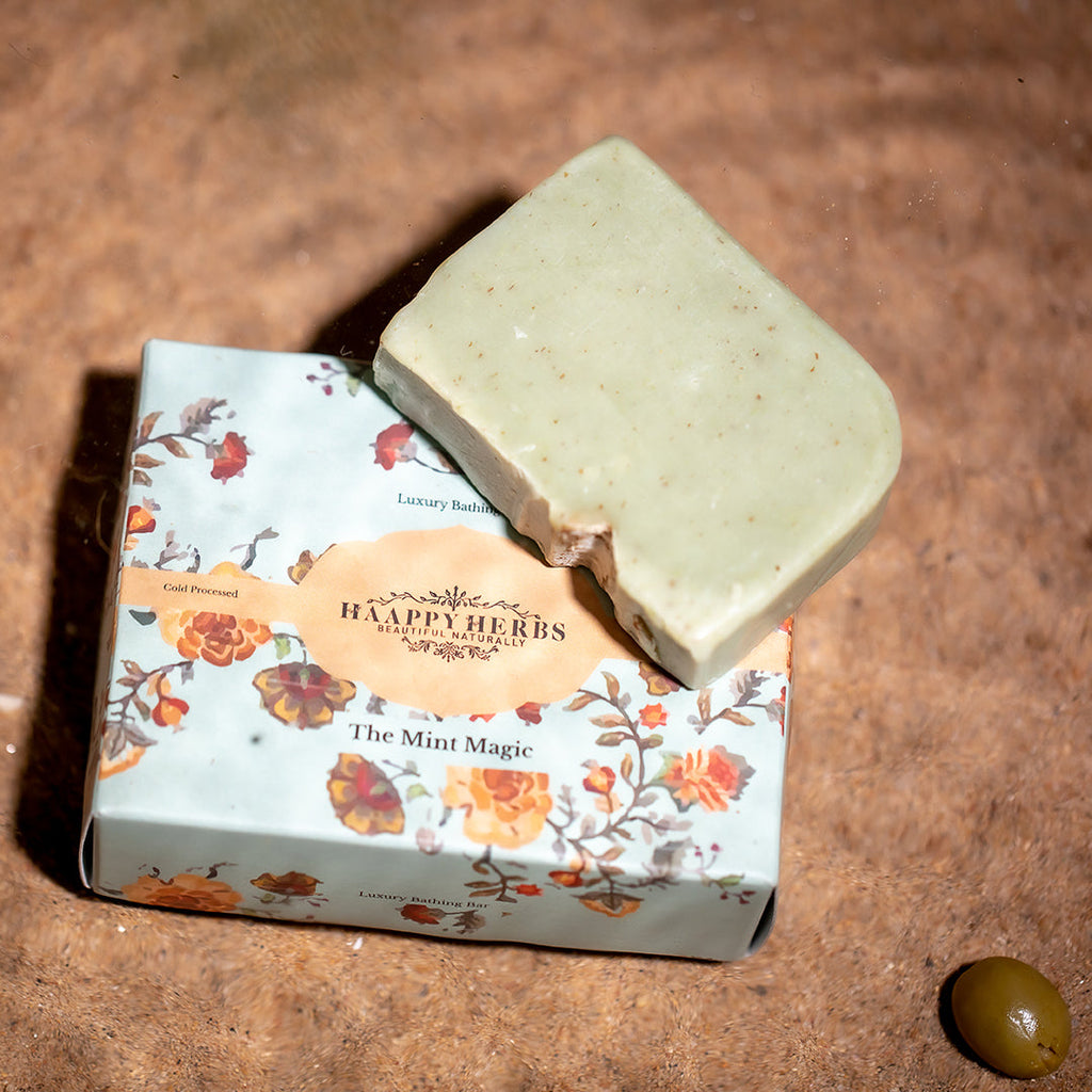 Haappyherbs The Mint Magic Luxury Bathing Soap Bar | Grocsy
